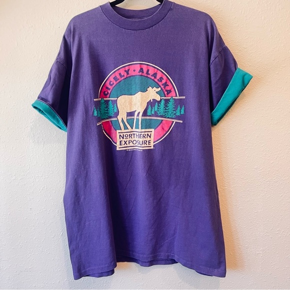 Vintage Tops - Vintage Cicely Alaska Sleep Shirt Purple Teal 1990 Universal City Studios